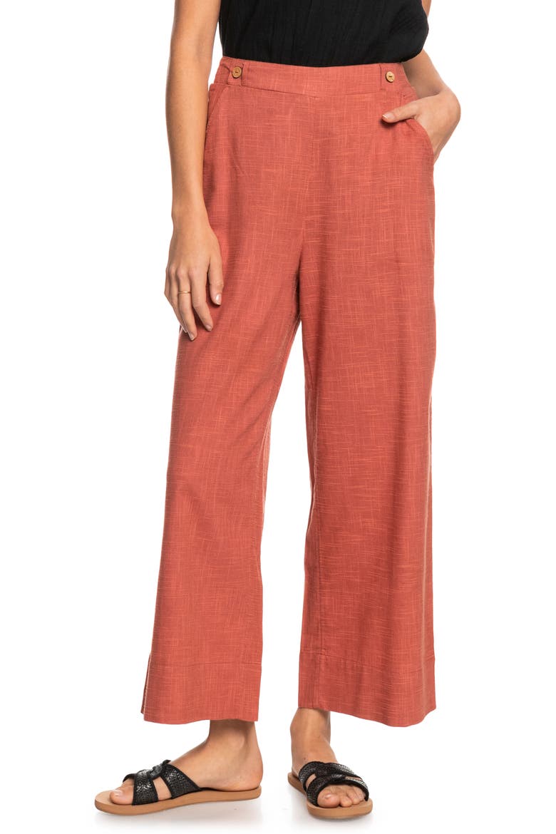 New Chance Wide Leg Cotton Blend Pants, Main, color, ETRUSCAN RED