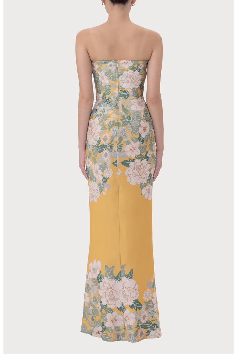 Hesper Floral Satin Gown, Alternate, color, YELLOW MULTI