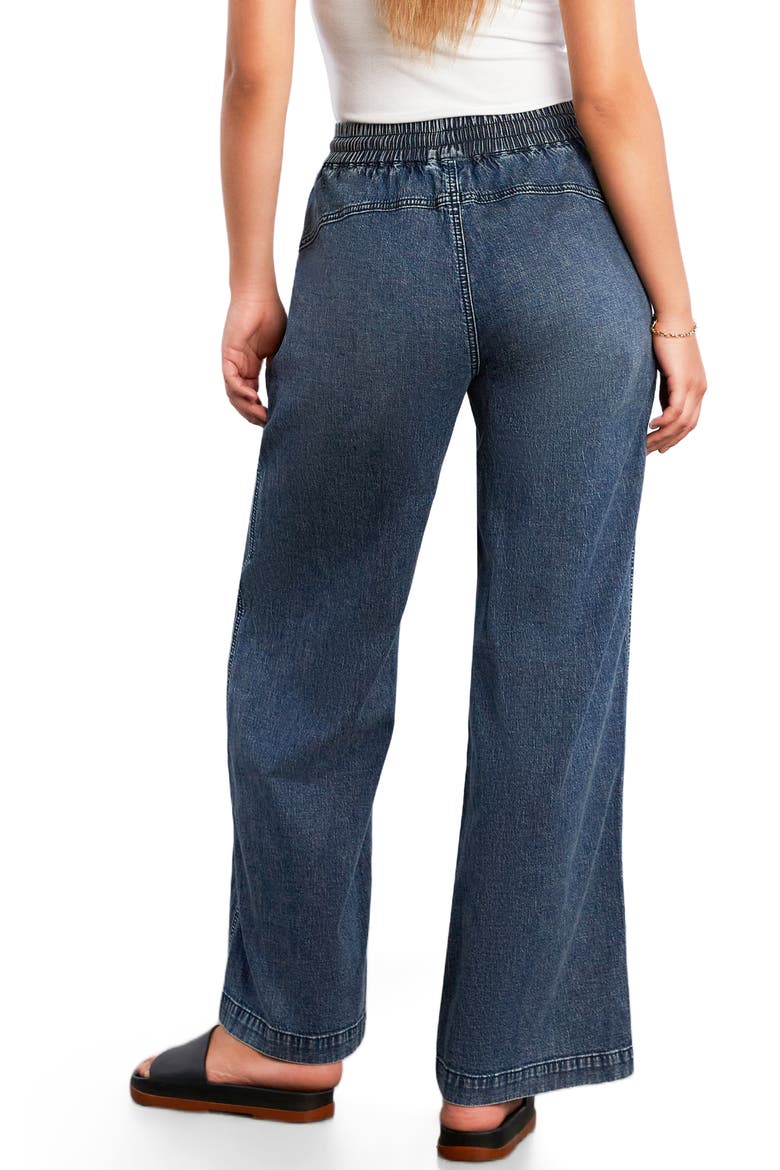Drawstring Waist Wide Leg Jeans, Alternate, color, DIRTY BLUE