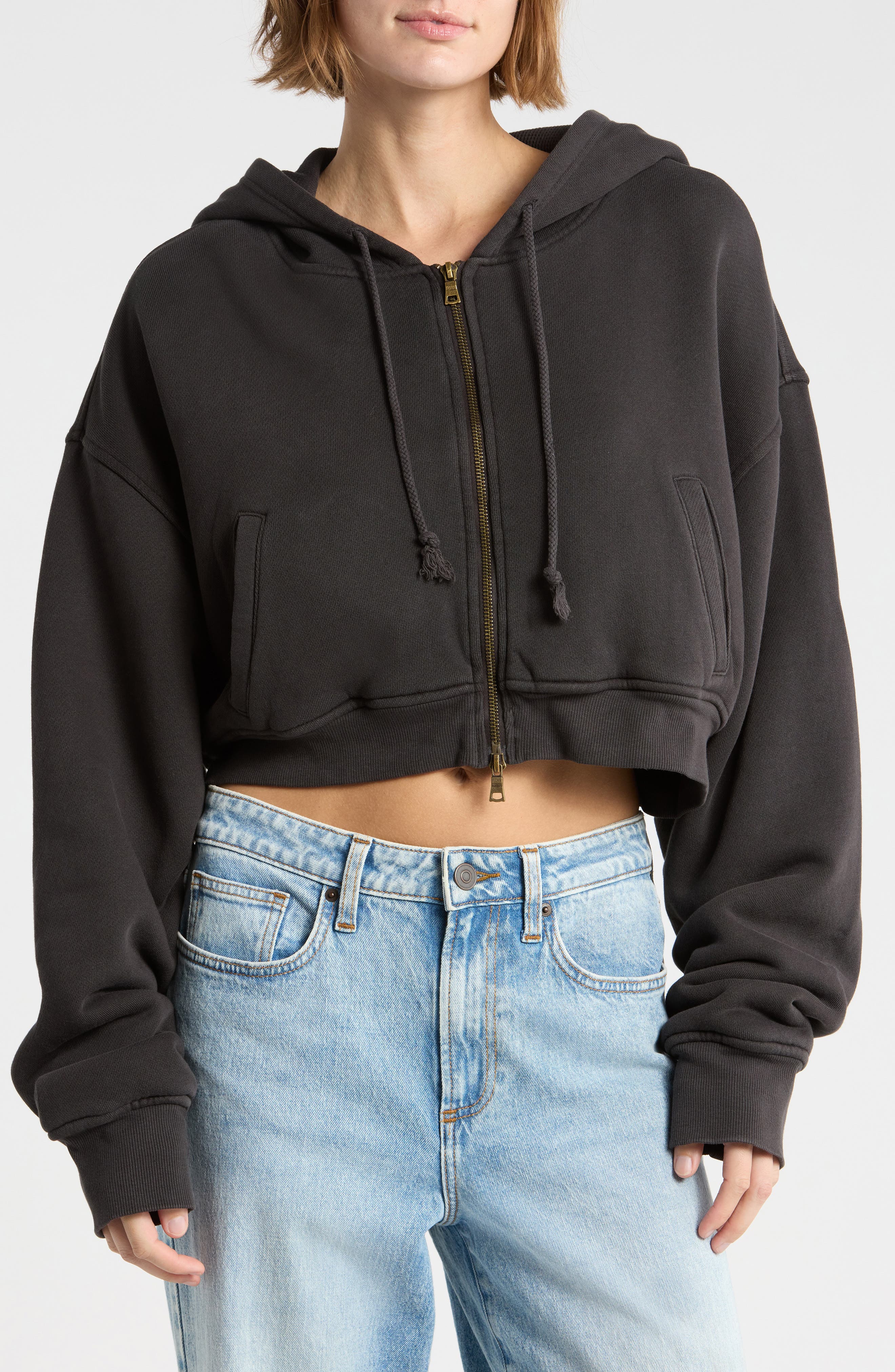 Crop Organic Cotton Zip Hoodie