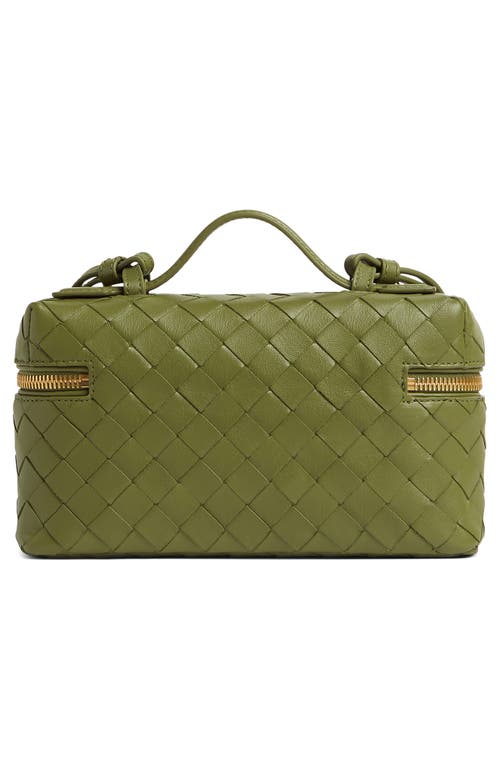 Bottega Veneta Intrecciato Leather Convertible Vanity Case In Matcha-gold