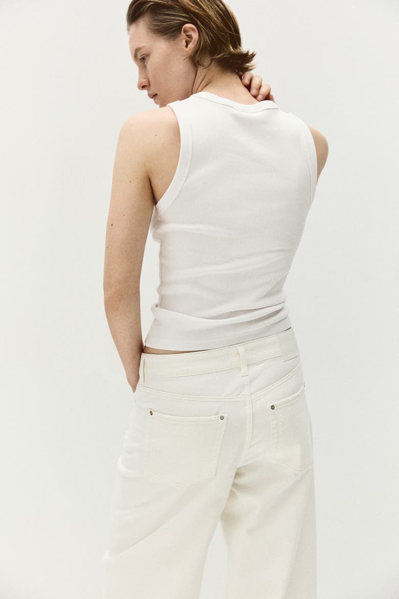 Barrel Leg Low Waist Ankle Jeans, Alternate, color, Cream
