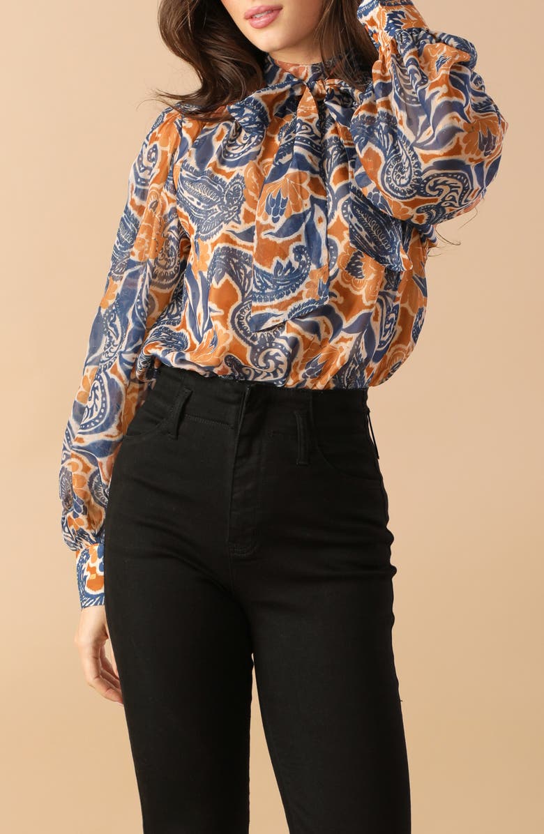 FLYING TOMATO Woven Tie Neck Top, Alternate, color, 