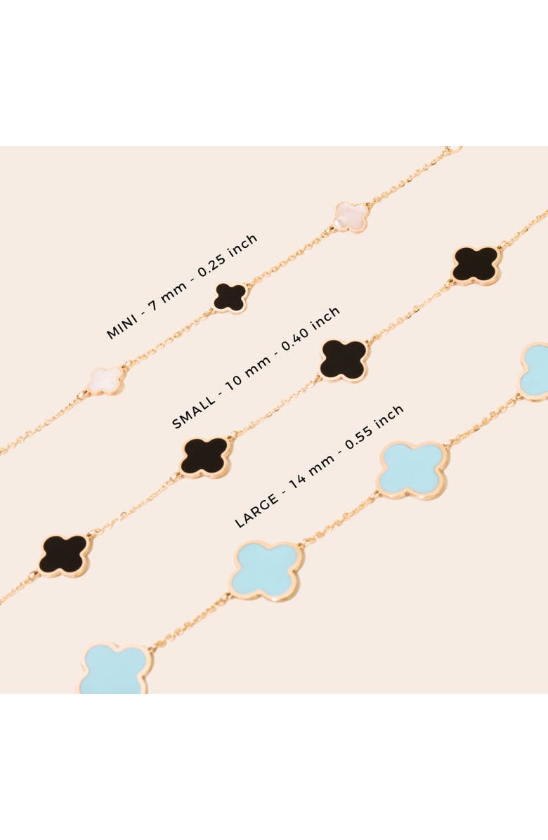 The Lovery Fine Jewelry Small Onyx Clover Bracelet, Alternate, color, Yellow Gold