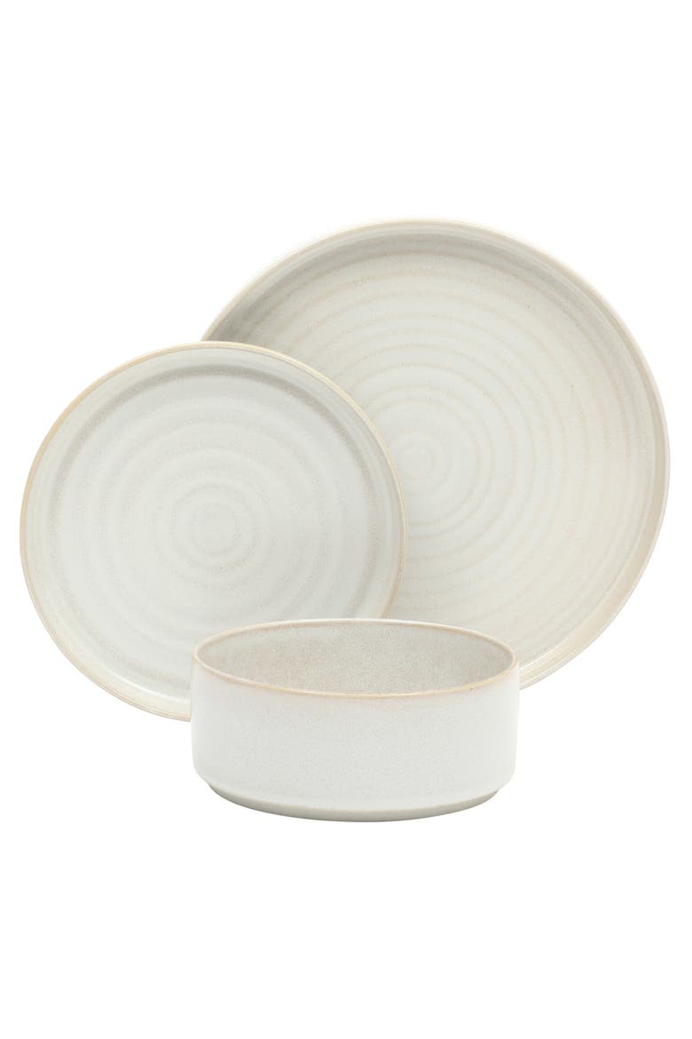 Echo Bay 12-Piece Reactive Glaze Porcelain Dinnerware Set, Alternate, color, Linen