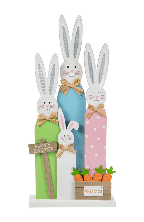 Easter Wooden Bunny Family Porch Decor
