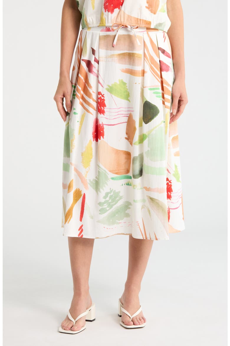Print Maxi Skirt, Main, color, IVORY BRUSH STROKE