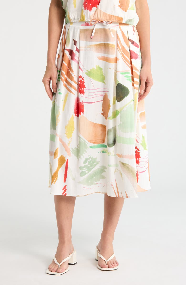 T Tahari Print Maxi Skirt, Main, color, Ivory Brush Stroke
