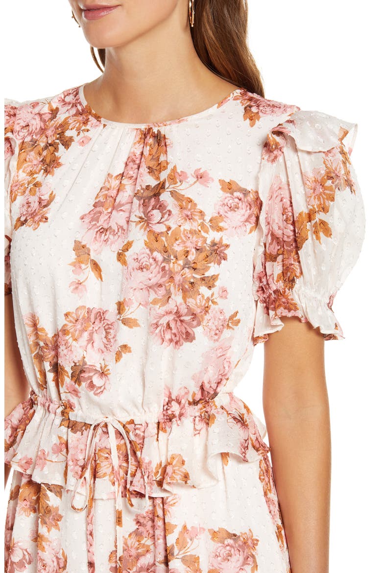Ruffle Floral Dress, Alternate, color, PINK PARCHMENT FLORAL DOT