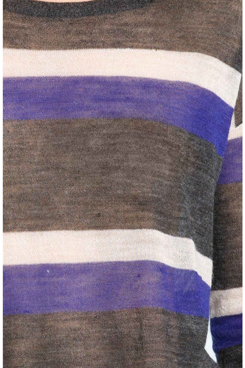 'Rosalie' Stripe Sheer Sweater, Alternate, color, HEATHER CHARCOAL/ BLUE