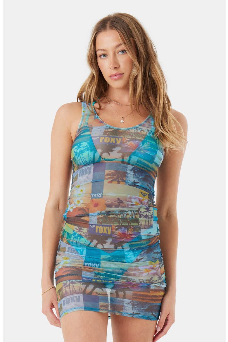 Postcards from Paradise Ripper Mesh Cover-Up Dress, Alternate, color, BLUE MULTI