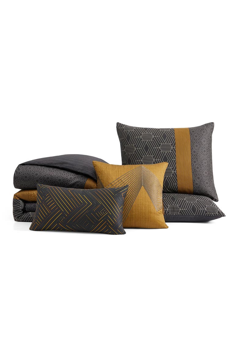 Golden Hex Reversible 5-Piece Comforter Set, Alternate, color, GREY