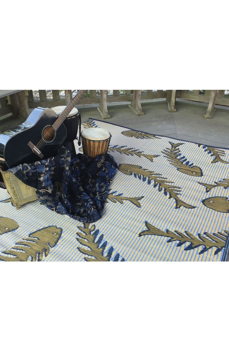 Mad Mats Fishbone Navy & Periwinkle Rug, Alternate, color, 6'X9'