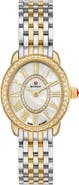 MICHELE Serein Oval Diamond & Mother-of-Pearl Bracelet Watch, 24mm x 27mm
