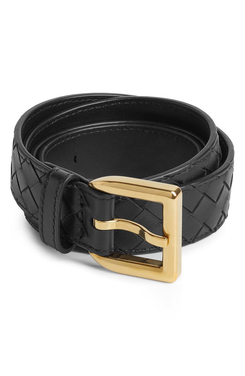 Bottega Veneta Cintura Intrecciato Leather Belt, Main, color,