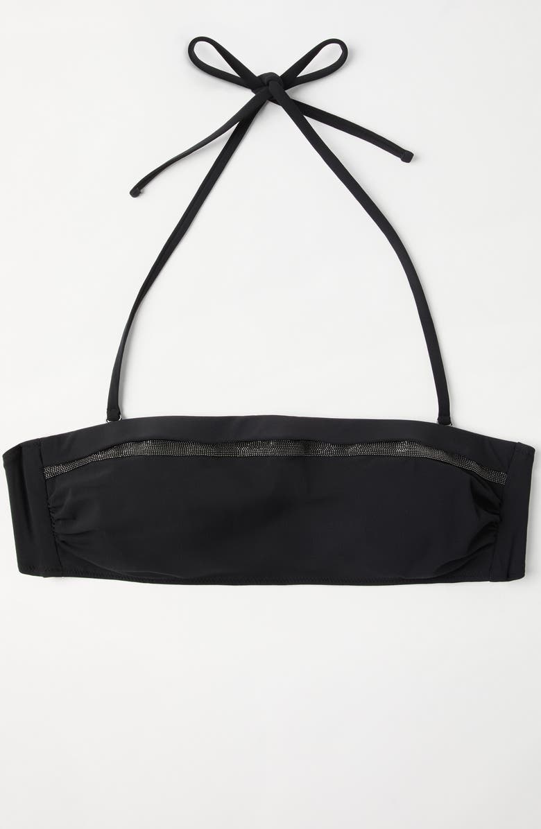 Brunello Cucinelli Bikini bandeau top with monili, Alternate, color, Black