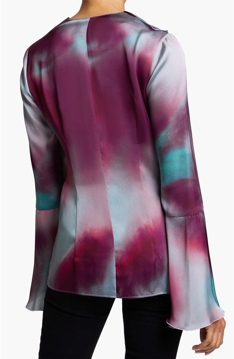 Santorelli SYDNEY Long Sleeve Ruffle Neck Blouse, Alternate, color, Cherry Cola