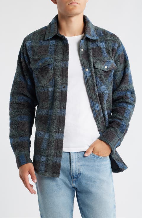 Glacier Plaid Fleece Snap-Up Overshirt