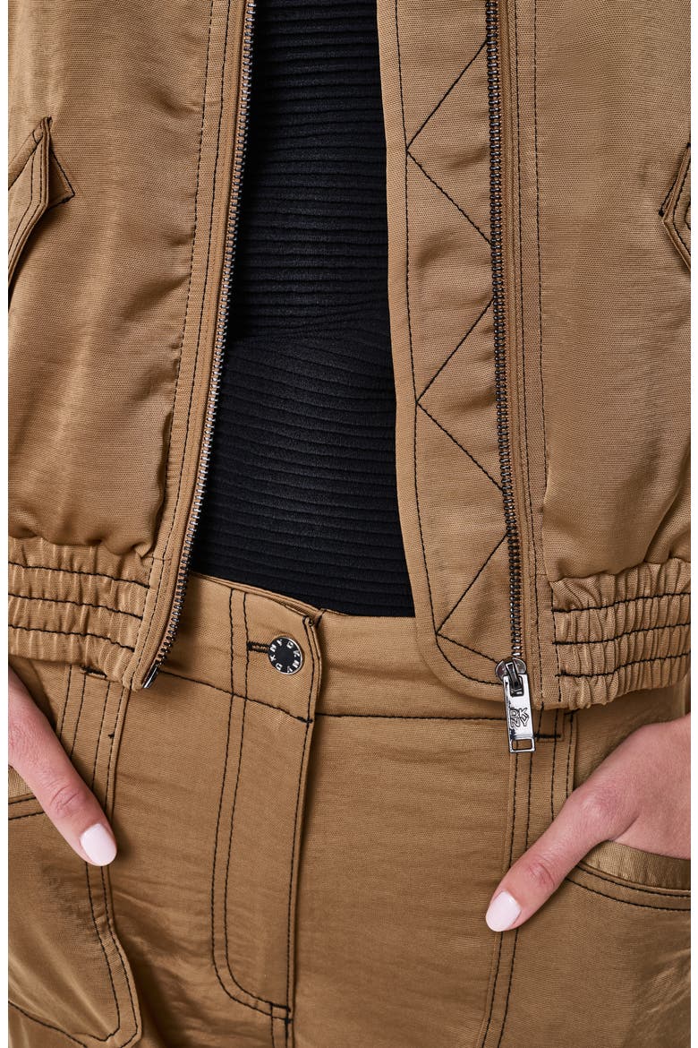 Contrast Stitch Bomber Jacket, Alternate, color, DUNE