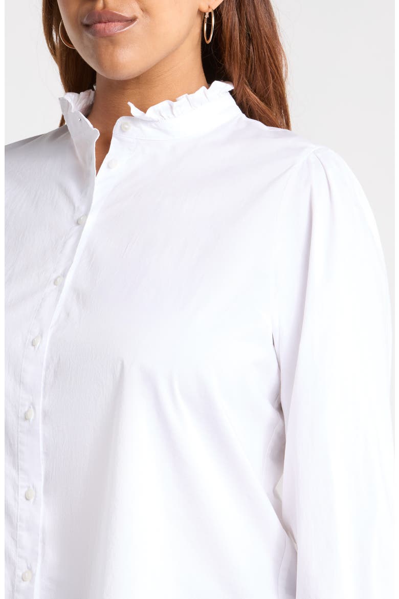 Ruffle Neck Puff Sleeve Top, Alternate, color, WHITE