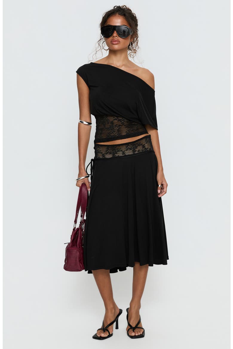 Marienna Lace Midi Skirt, Alternate, color, BLACK