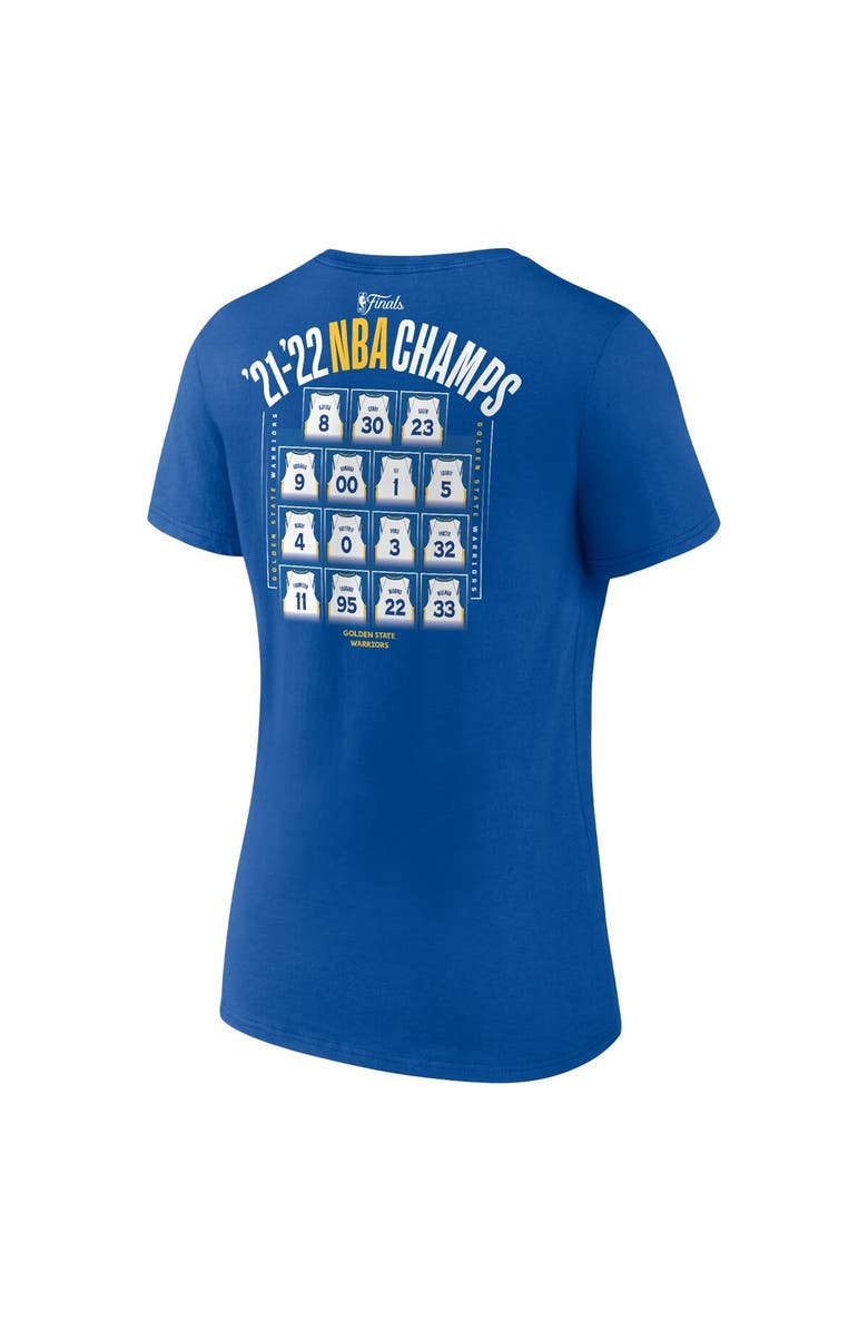 FANATICS Women's Fanatics Branded Royal Golden State Warriors 2022 NBA Finals Champions Final Buzzer Jersey Roster V-Neck T-Shirt, Alternate, color, 