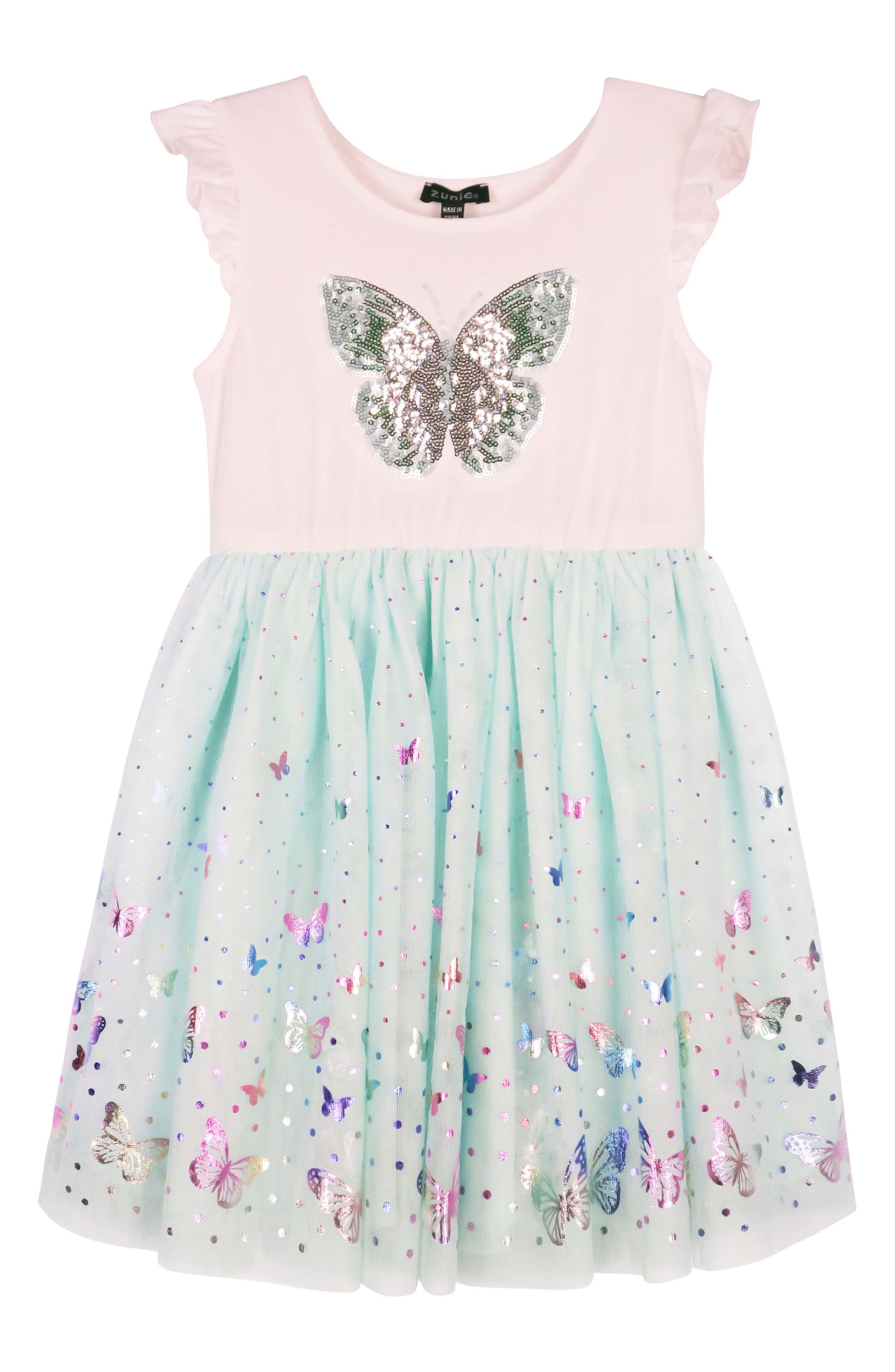 Zunie Kids' Sequin Butterfly Tutu Dress