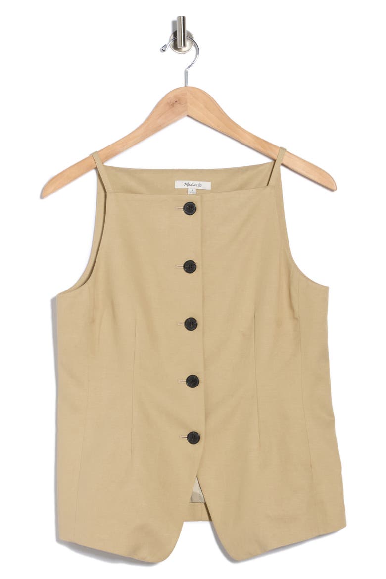 Harlow Square Neck Drapey Twill Vest, Alternate, color, HERITAGE KHAKI