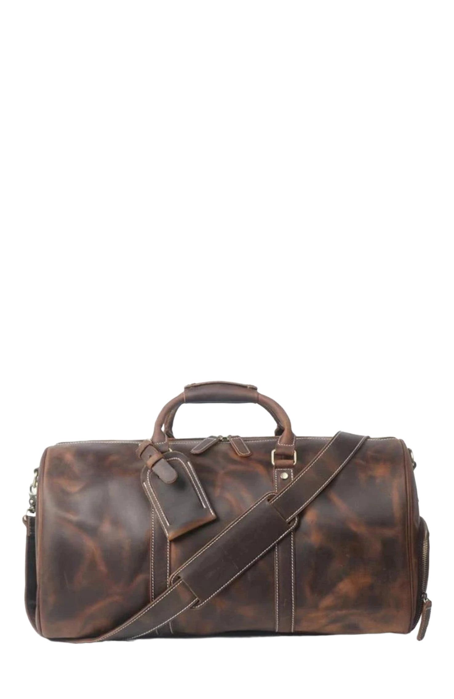 STEEL HORSE LEATHER The Dagny Weekender | Large Leather Duffle Bag, Main, color, Dark Brown