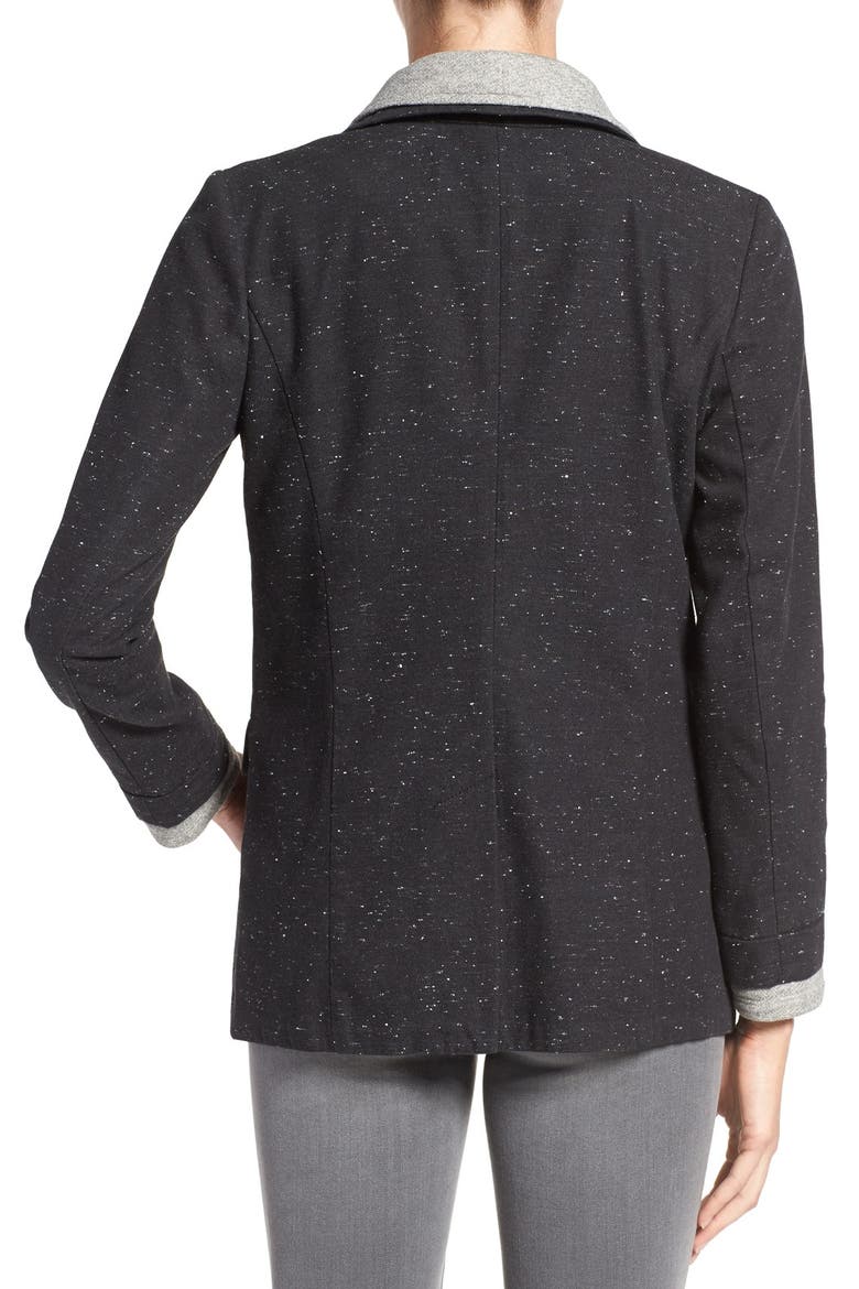 Treasure&Bond Tweedy Blazer with Removable Fleece Collar, Alternate, color, GREY HEATHER
