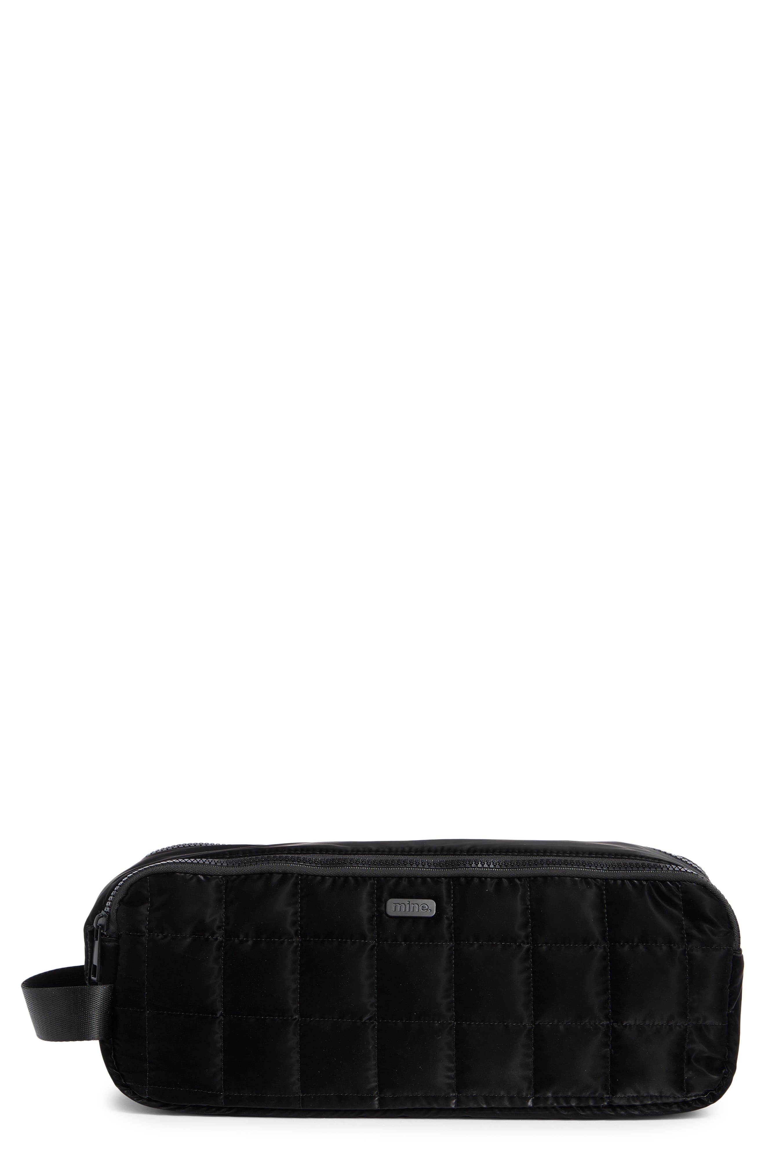 MYTAGALONGS Large Box Quilted Cosmetics Bag, Main, color, Black