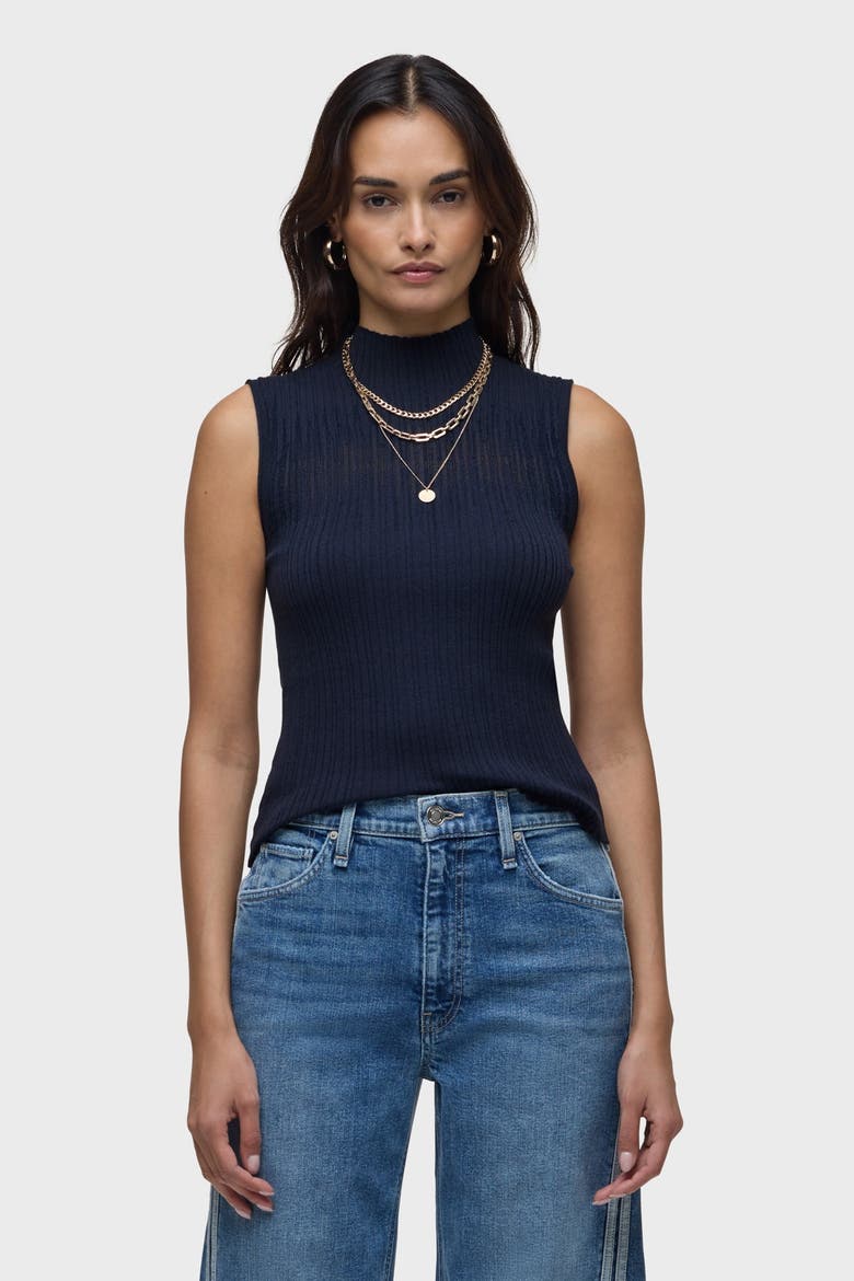 Mock Neck Sweater Tank, Main, color, NAVY