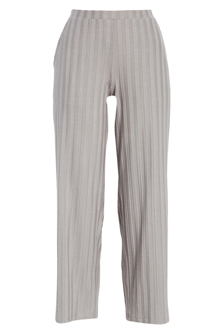 Ribbed Knit Straight Leg Ankle Pants, Alternate, color, ZINC