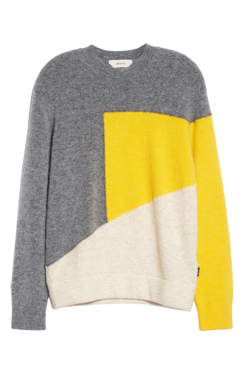 Z Zegna Colorblock Crewneck Sweater, Alternate, color,