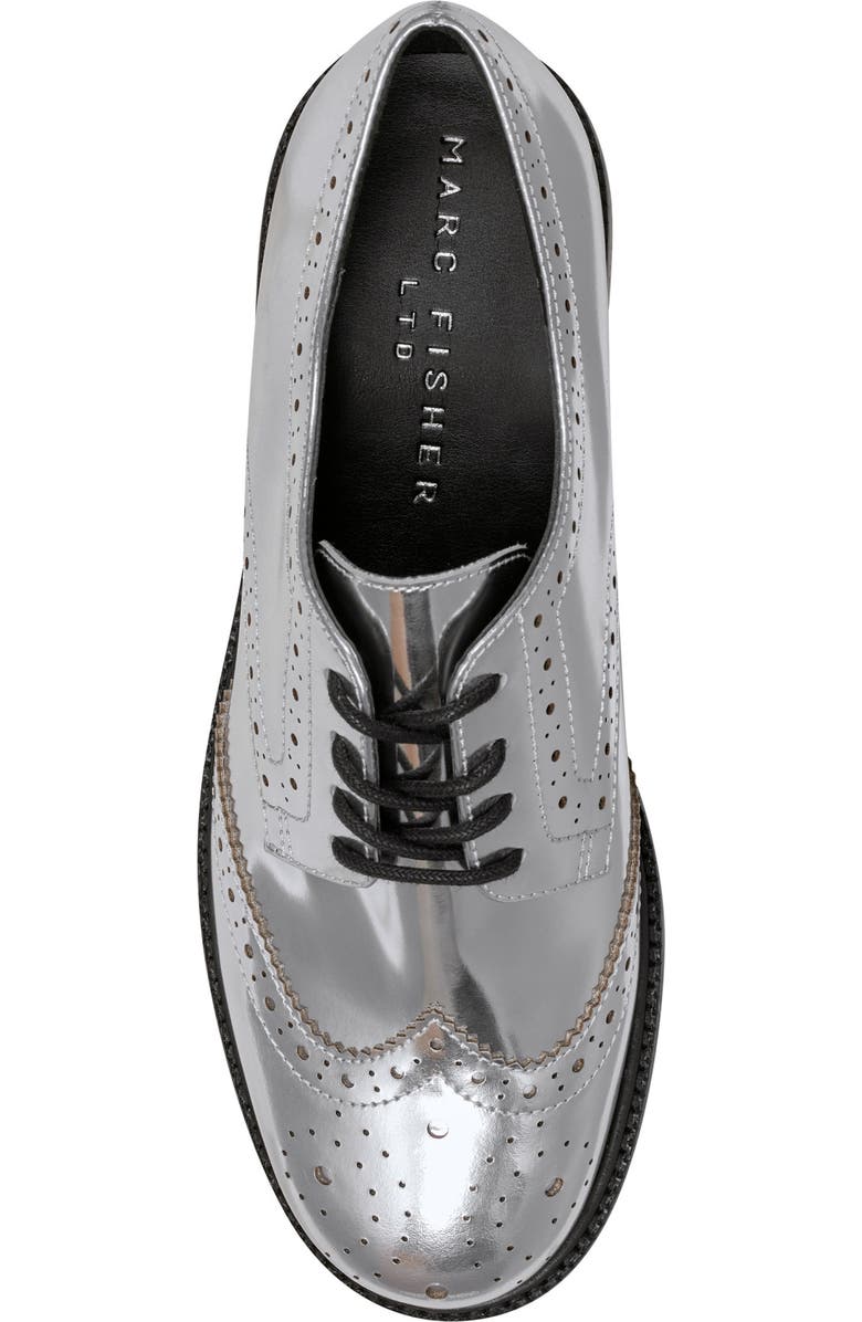 Marc Fisher LTD Perrie Wingtip Derby, Alternate, color, Silver
