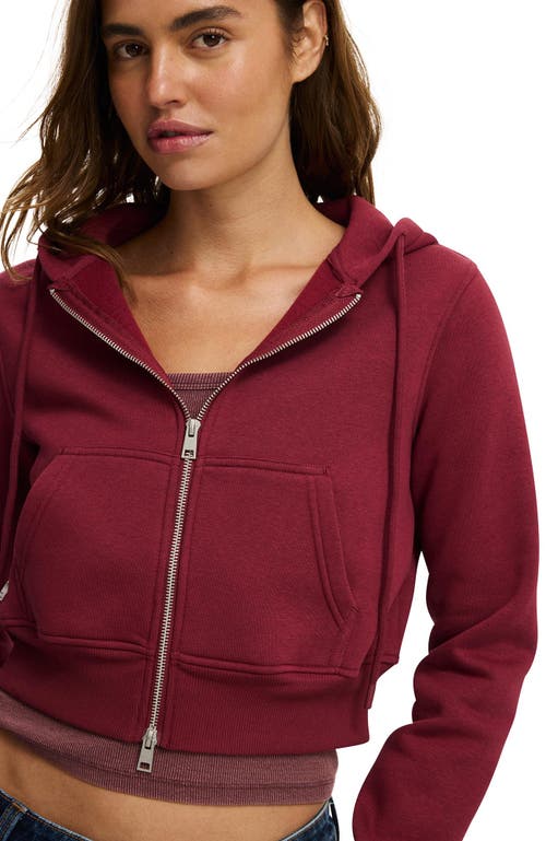 Cotton On Premium Cropped Zip Through Hoodie In Red