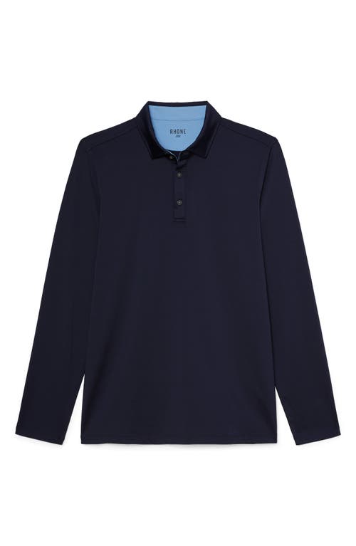 Rhone Gold Sport Long Sleeve Polo In Blue