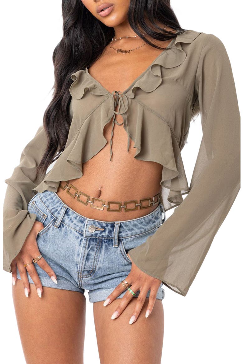 Resse Ruffle Chiffon Top, Main, color, OLIVE