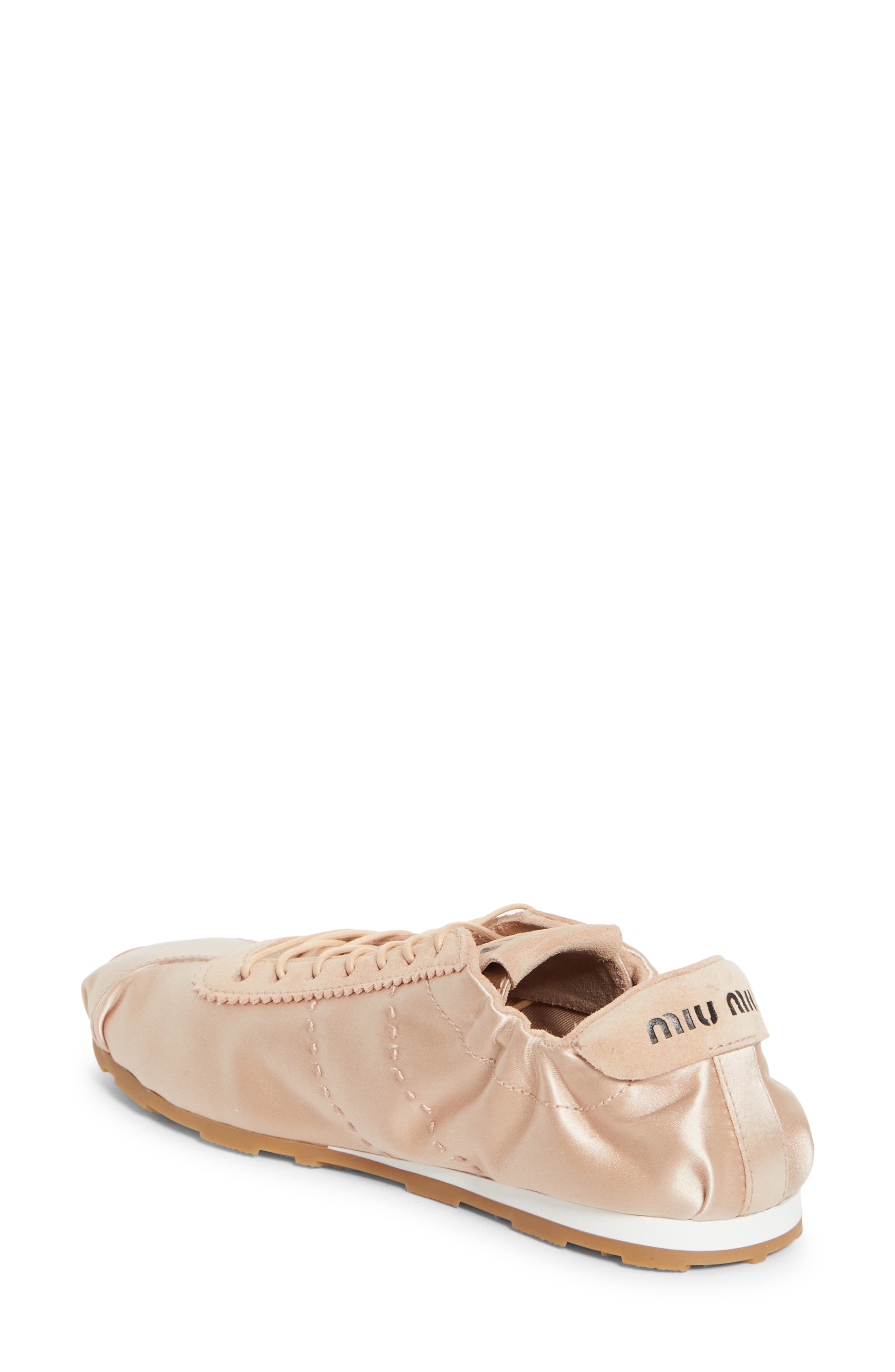 Miu Miu Plume Satin Low Top Sneaker, Alternate, color, Cipria