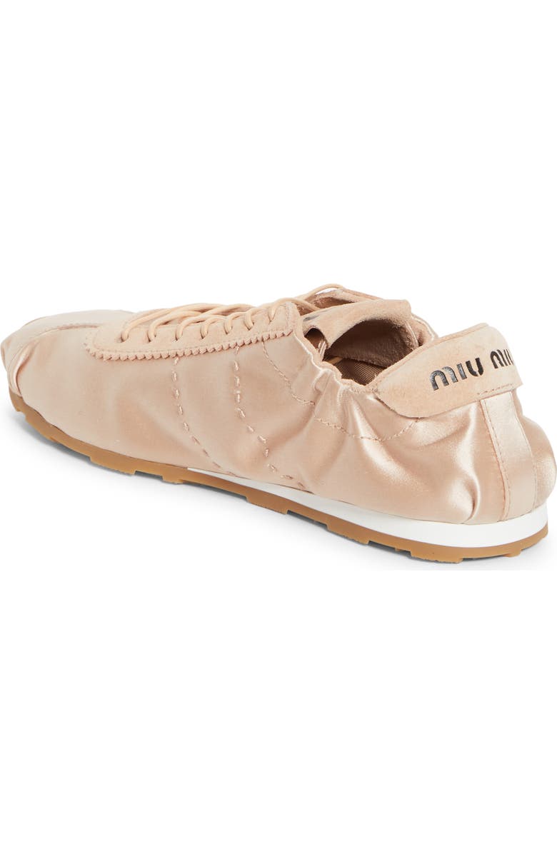 Miu Miu Plume Satin Low Top Sneaker, Alternate, color, Cipria