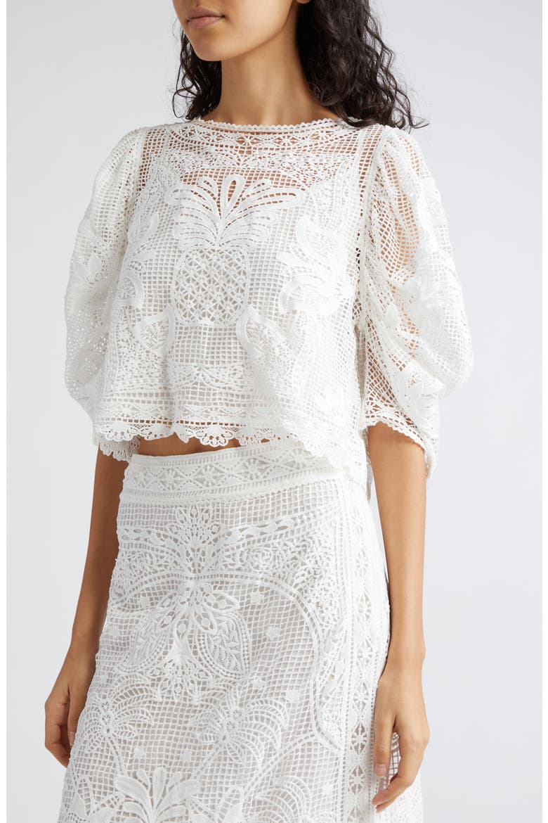 Guipure Lace Crop Top, Alternate, color, WHITE