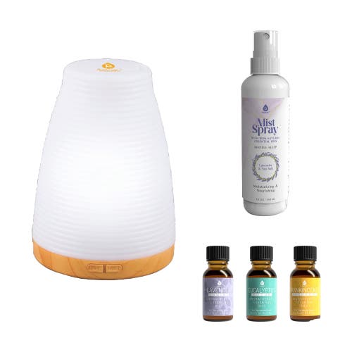 Pursonic Aromatherapy Essentials Bundle With Usb Diffuser, 3-pack Oils, And Lavender Mist Spray In Multi