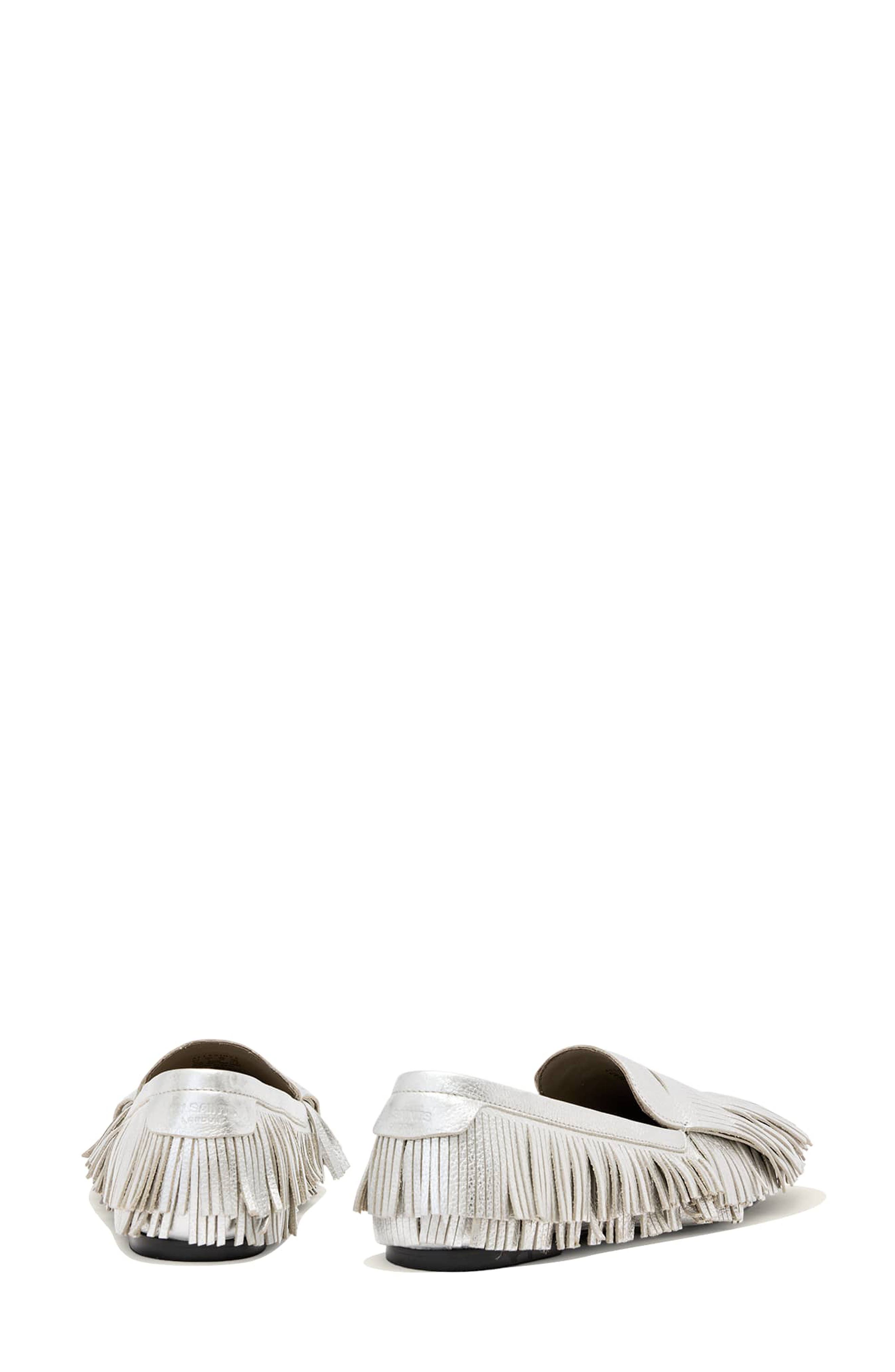 AllSaints Sandy Fringe Loafer, Alternate, color, Silver Shine