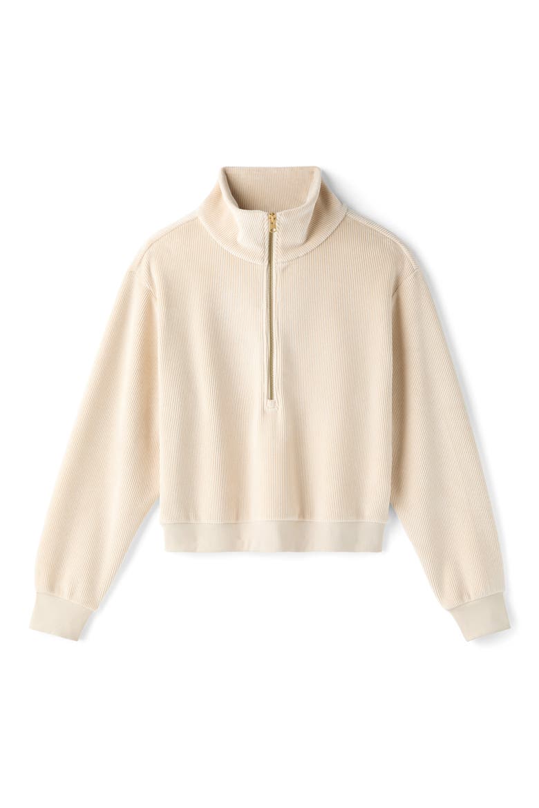 Plush Half Zip Pullover, Alternate, color, BONE