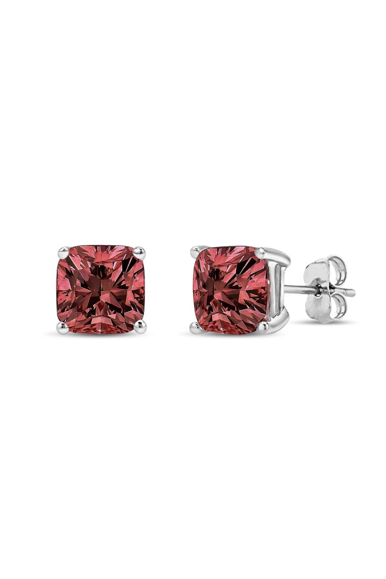 14K White Gold 1/2 Ct Lab Grown Pink Cushion Diamond Solitaire Stud Earrings, Main, color, White