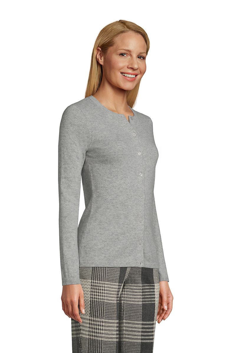 Lands' End Tall Classic Cashmere Cardigan Sweater, Alternate, color, Gray Heather