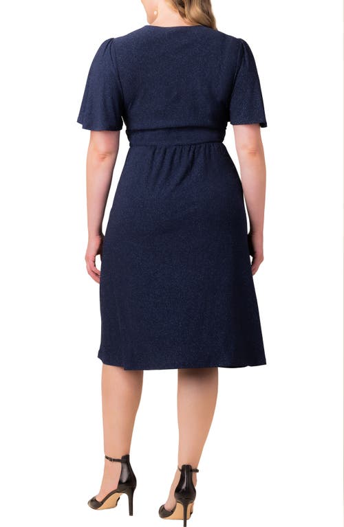Kiyonna Crystal Cove Metallic Cocktail Dress In Blue