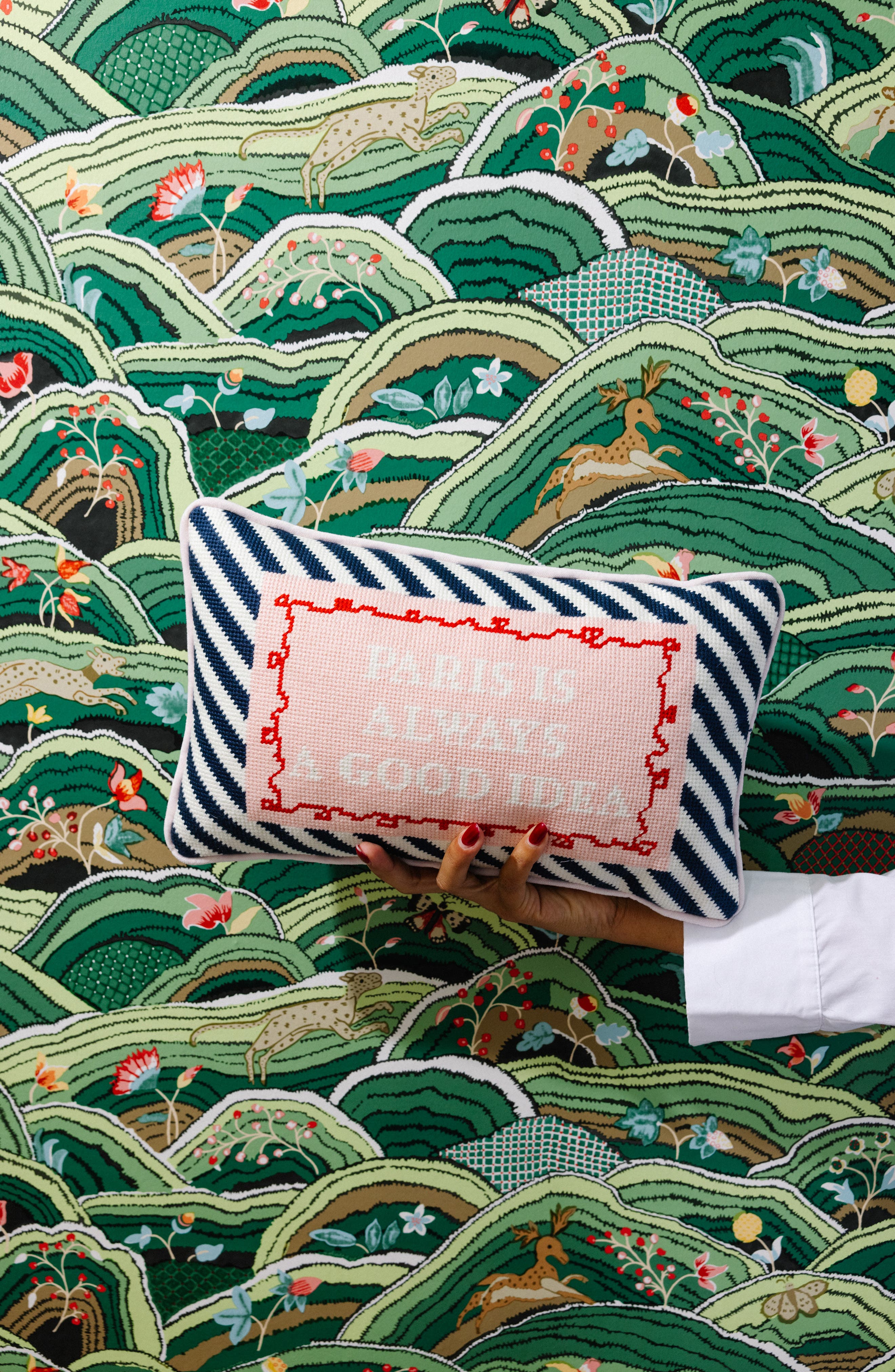 Furbish Studio Shady Beach Needlepoint Pillow