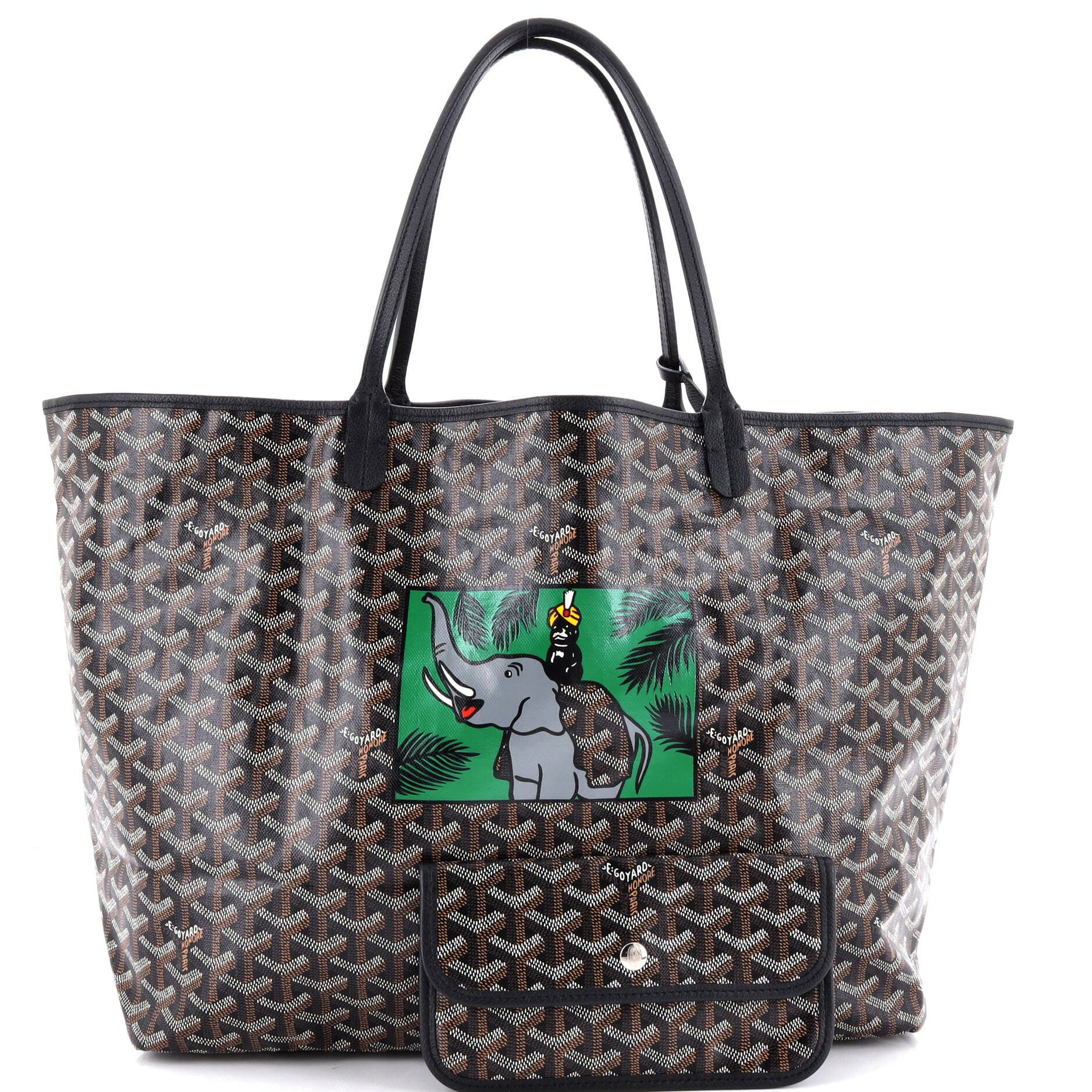 Pre-Owned Goyard Saint Louis Tote Printed Coated Canvas GM, Alternate, color, Black
