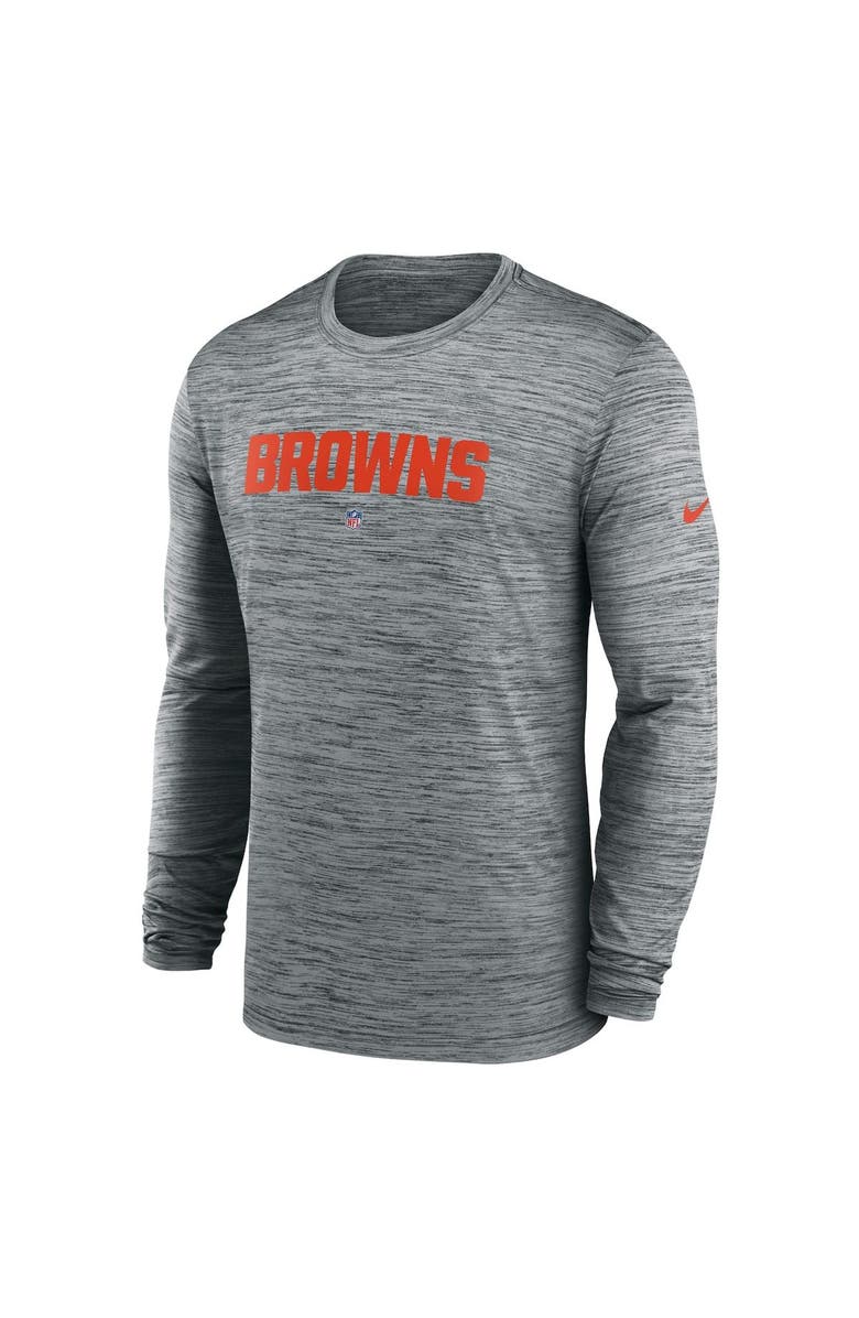 Nike Men's Nike  Heather Gray Cleveland Browns Sideline Team Velocity Performance Long Sleeve T-Shirt, Alternate, color, Heather Gray